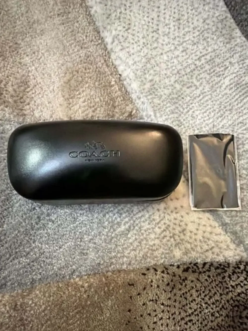 Coach New York Black Hard Clamshell Eyewear Case with Cleaning Cloth